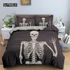 Комплект постельного белья с 3D-скелетом, пододеяльником и черепом, 2/3 шт., пододеяльник с наволочкой, размер Queen King, мягкое постельное белье из микрофибры