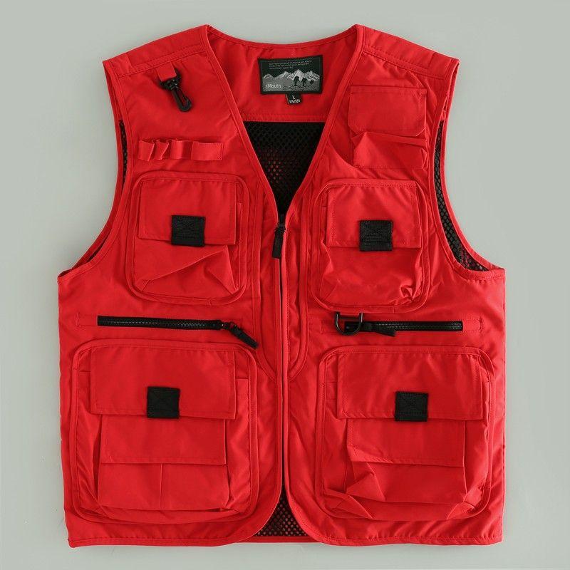 Foreign Trade Original Order Export Cut Label Fashion Multi-Pocket Men's Vest Casual Breathable Outdoor Tail Single Vest Tide