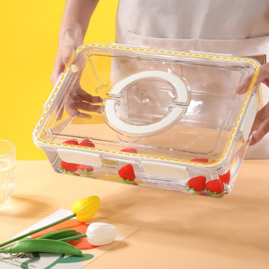 Ящик для хранения в холодильнике с крышкой, пищевой прозрачный дизайн с видимой ручкой, портативная коробка для закусок, разделенный сервировочный поднос