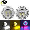Car Motorcycle 8000LM Headlight LED Angel Devil Eyes Headlight Projector Lens High/Low Beam Strobe Spotlight DRL Dual Halo Lamp