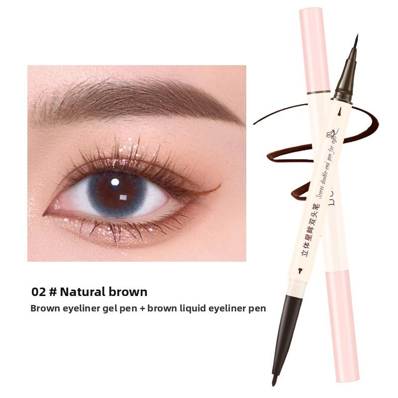 Двусторонняя стойкая подводка для глаз, гладкая и простая в использовании, многоцелевая для подводки глаз и макияжа.