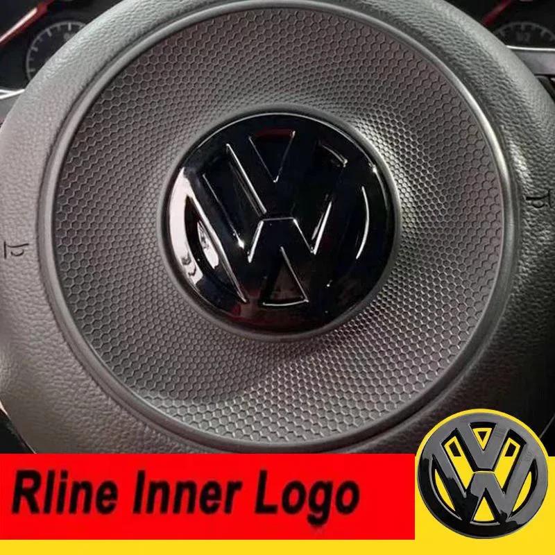 For VOLKSWAGEN VW Volkswagen Gloss black steering wheel emblem cover for Golf 7 Rline logo black for steering wheel