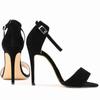 LOSLANDIFEN Sexy Women Summer Sandals Thin Heels Shoes Open Toe Velvet Party  Black Elegant Woman Buckle Pumps