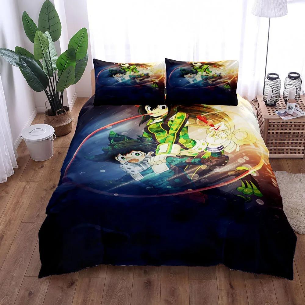 Midoriya Hero Academia Purple Duvet Cover Collection King Queen Double Full Twin Single Size With Bed Linen Collection
