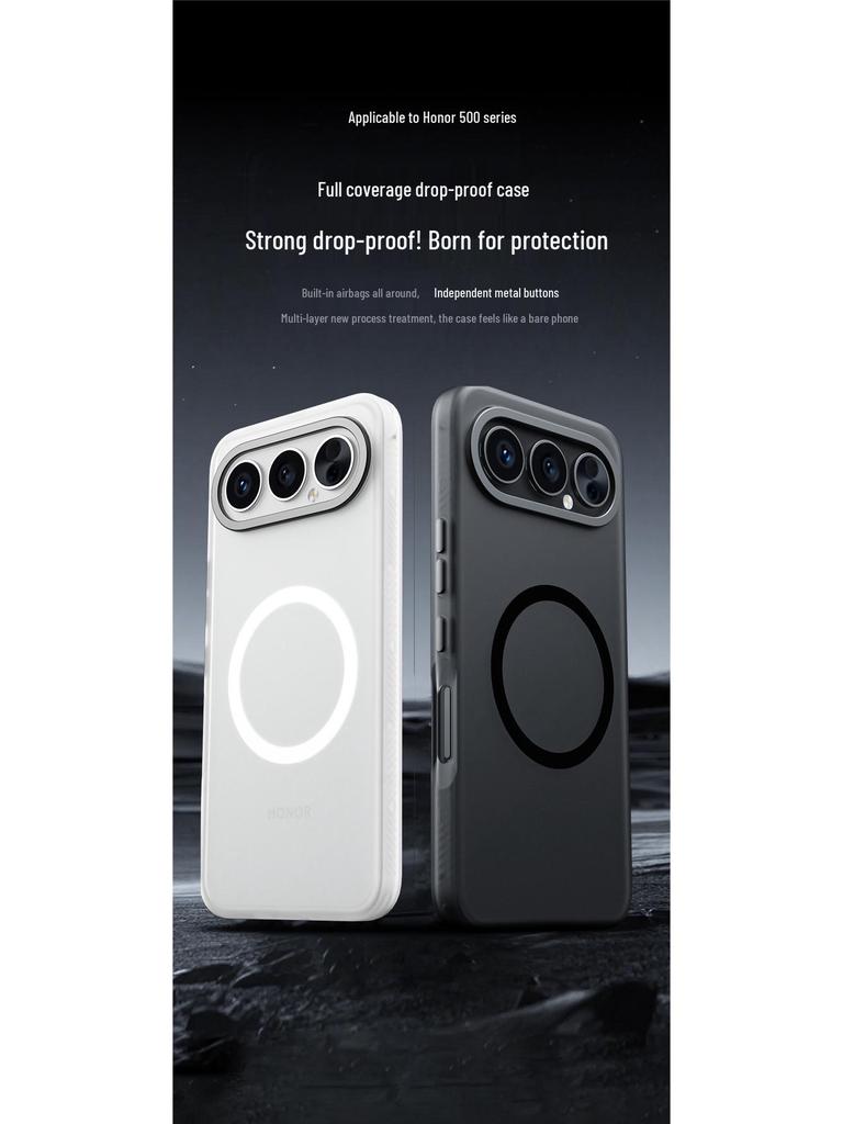 Honor 500Pro Frosted Magnetic Lens Protective Case - Full Coverage, Anti-Fall Design
