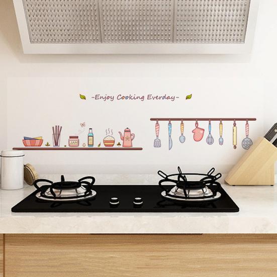 Кухонные обои самоклеящиеся маслостойкие наклейки на стену водонепроницаемый фартук защита стены