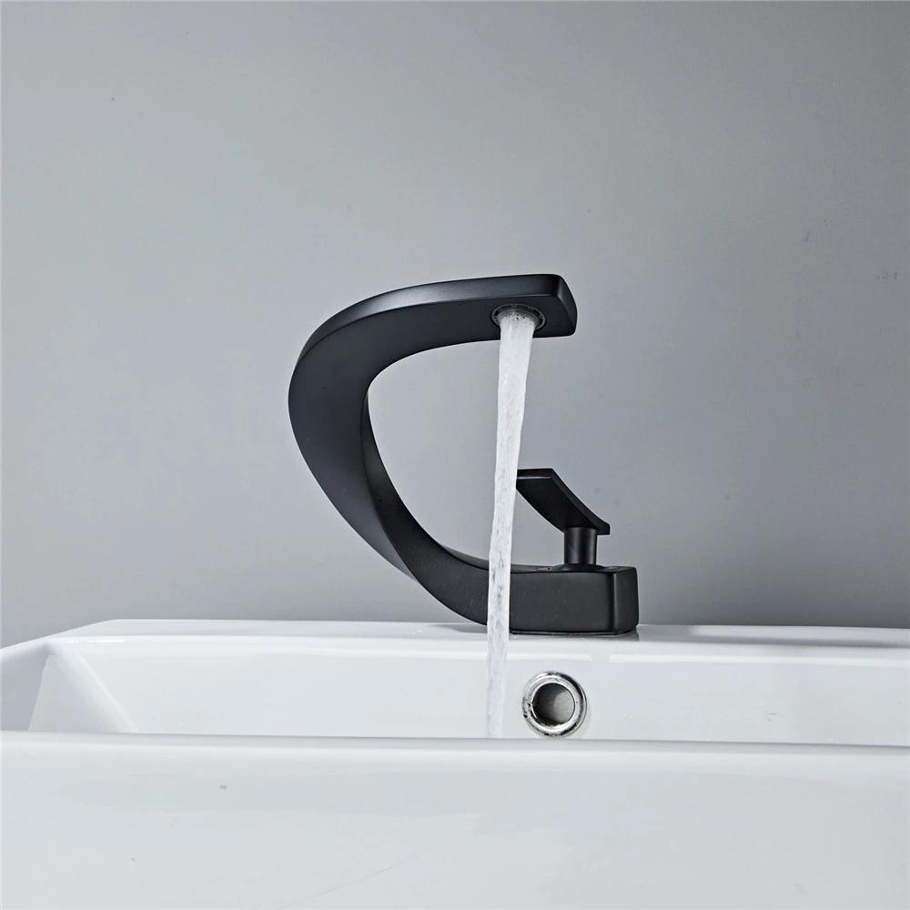 Tuqiu Basin Faucet Modern Black Bathroom Mixer Tap Brushed Gold/Nickel/Chrome Wash Basin Faucet Hot and Cold Sink Faucet New
