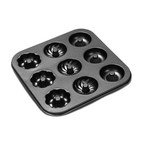 Donut Baking Pan 6-Count Carbon Steel Nonstick Donut Pan for Baking Easy Release Doughnut Molds Multifunctional Bakeware for Cakes Muffins Pies