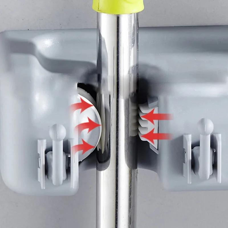 Пластиковый держатель для швабры, настенный крючок для метлы, 3/4/5 положений, многофункциональная полка для хранения метлы, органайзер для ванной комнаты