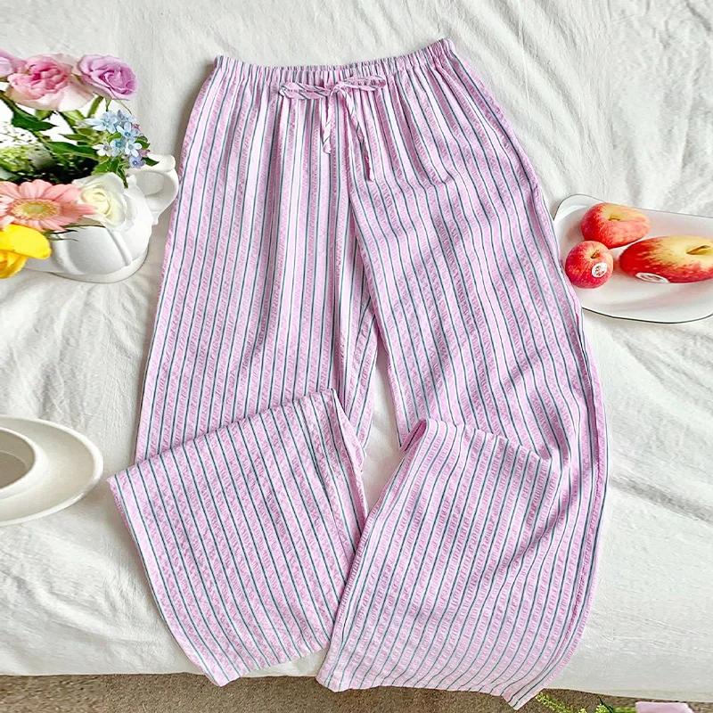 Эластичная талия Свободные Повседневные Универсальные Прямые Брюки Женские Осенние Темпераментные Полосатые