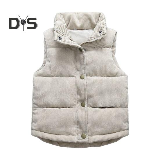 Детское зимнее пальто унисекс, толстый жилет без рукавов, застежка на молнию и пуговицы, с подкладкой, однотонный отложной воротник, спортивная повседневная жилетка, пальто