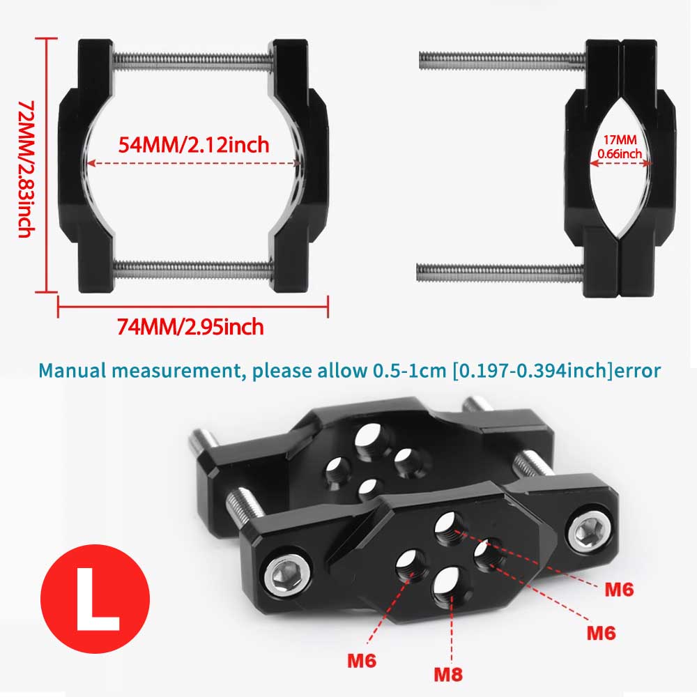 Motorcycle Handlebar Bumper Mount Bracket Clamp For LED Spot Fog Light For Front Shock Absorber Installat 22-32mm/17-54mm