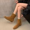 Короткие ботинки Birkenstock для увеличения роста, женские ботинки, осенне-зимние, повседневные, универсальные, ковбойские ботинки, ботинки на меху, женские