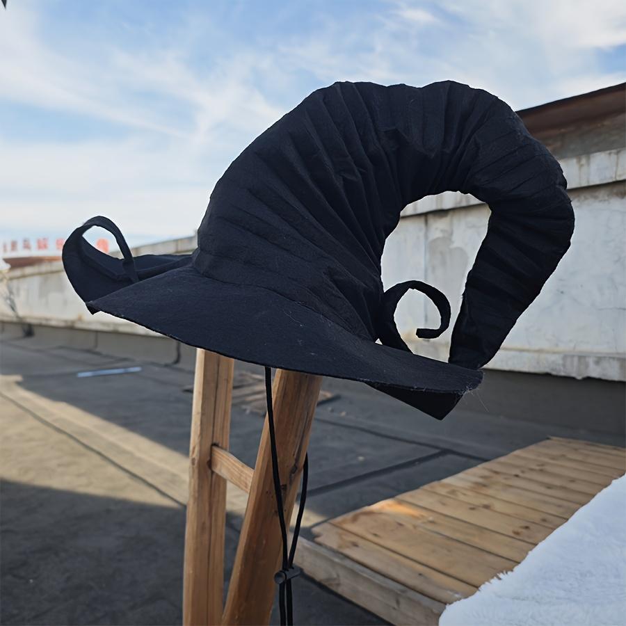 1/2 шт. Элегантная черная шляпа ведьмы, большая плиссированная, в стиле волшебника, с лентами для завязывания, головной убор для маскарадной вечеринки на Хэллоуин, аксессуар для косплея