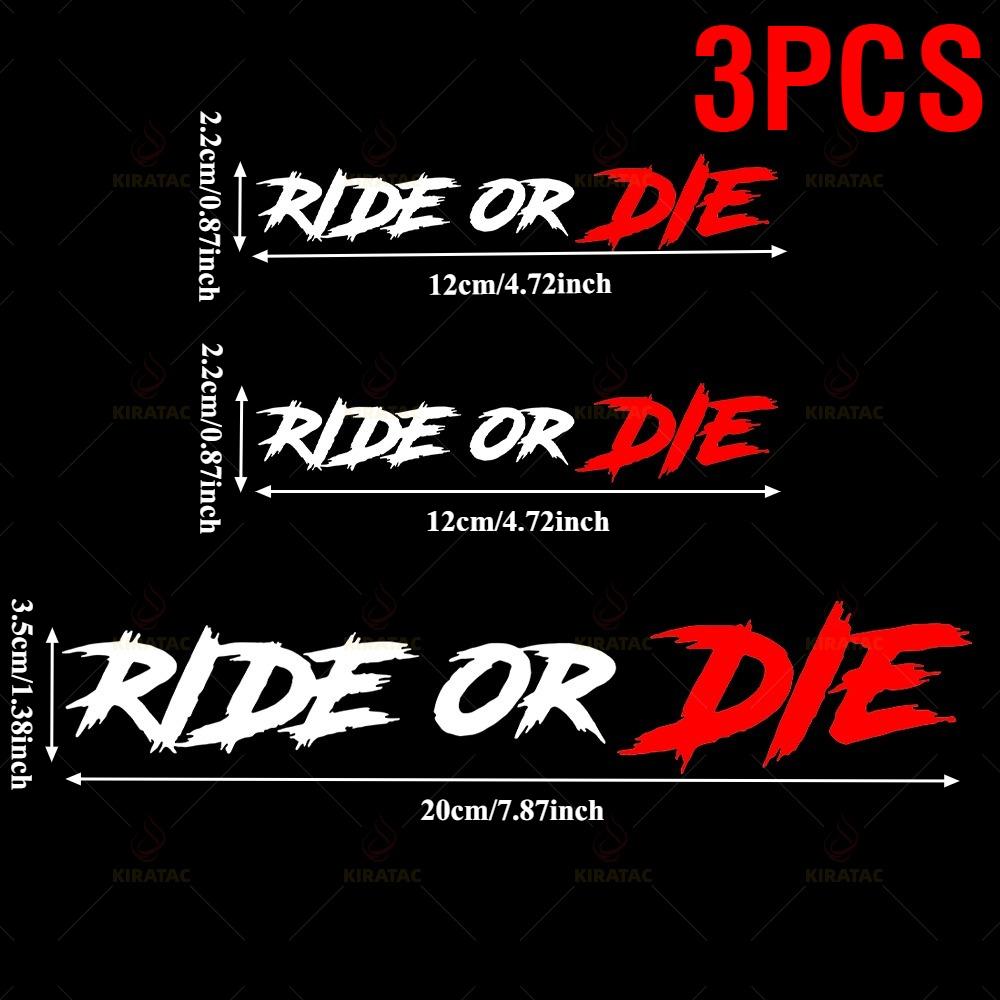 3 шт. Забавная наклейка на мотошлем RIDE OR DIE, водостойкая, для самостоятельного оформления мотоцикла, велосипеда, обтекателя, топливного бака, багажника, скутера, виниловая декаль