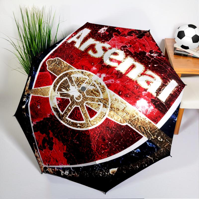 Arsenal Football Club Crest Umbrella - Automatic Open/Close, Compact 8-Rib Lightweight Umbrella Essential for outdoorPicnic Accessory Fan Gifts
