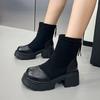Женские ботильоны Сексуальные туфли на высоком каблуке Модная обувь Зимние массивные женские ботинки Туфли Элегантное платье Молния Челси Ботильоны Женские