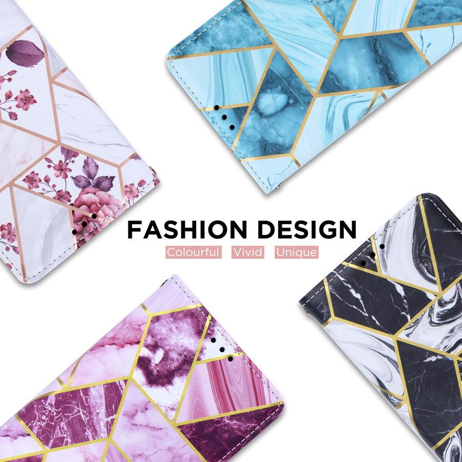 Luxury Marble Wallet Case with Hand Strap for iPhone 16 15 14 13 12 11 Samsung S25 S24 S23 S22 A36 A56 A55 A35 A15 A54 Xiaomi Redmi Note 13 12 11