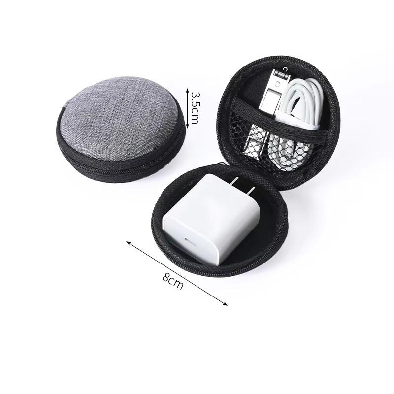 Portable Digital Cable Winder Organizer Case Solid Color Minimalist Tech Storage Box Shockproof Charger Cable Hard Drive Bag