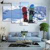 HD Printed 5 Piece Canvas Art Ice Mountain Skiing Painting Snowboard Wall Pictures for Living Room Modern