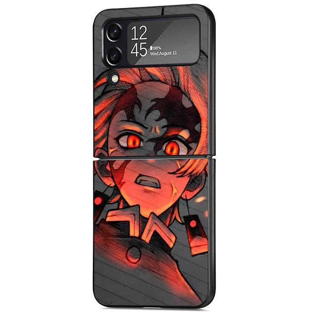Anime Phone Case for Samsung Galaxy Z Flip 3 5G ZFlip3 ZFlip Z Flip 4 Zflip Flip3 Flip4 Demon Slayer Kamado Black Cases Shell