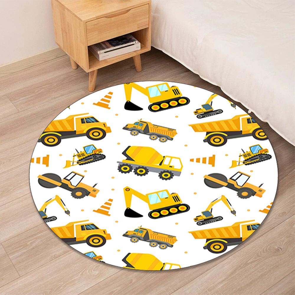 excavator Printed Round Rug Carpet Chair Rug Area Rug Entryway Doormats,for Office Chair Living Room Bedroom Kitchen Room.
