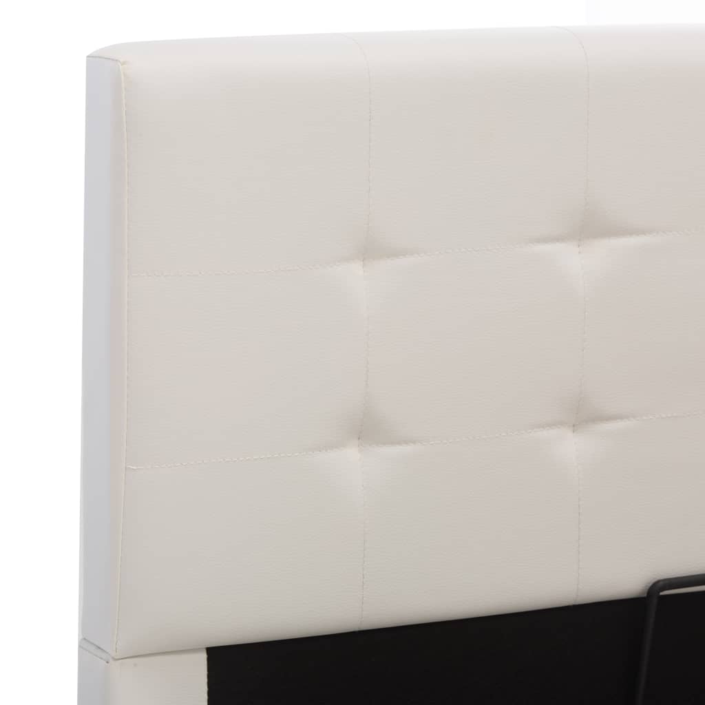 Storage Bed Hydraulic White Faux Leather 100*200 cm