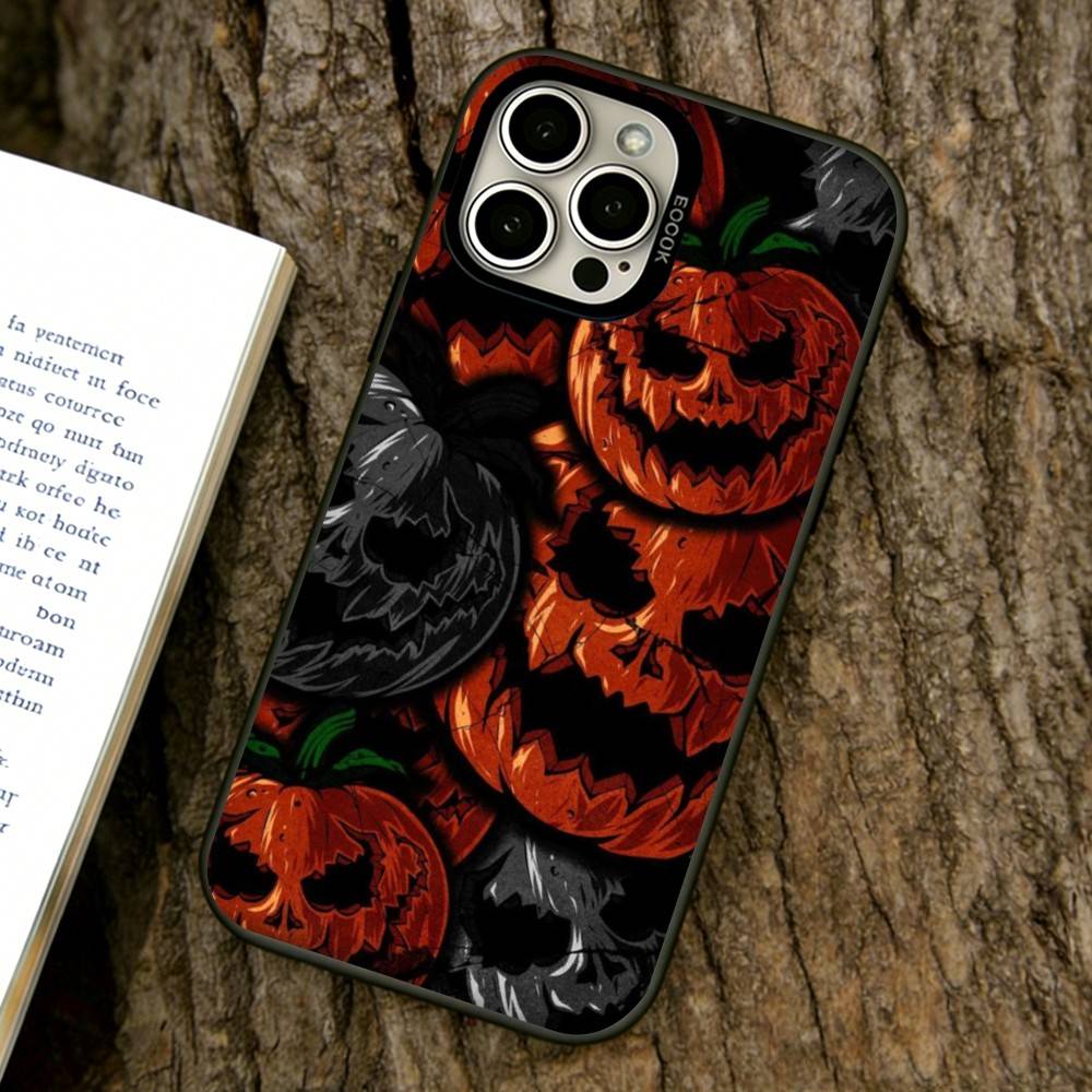 Halloween Pumpkin Head Phone Case For iPhone 17,16,15,14,13,12,11 Plus,Pro Max,XS,Colorful Silver Phone case Funda Cover