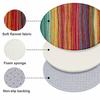 Colorful Striped Round Floor Mat, Boho Rainbow Diagonal Pattern Non-Slip Rug for Entryway, Living Room, or Bedroom