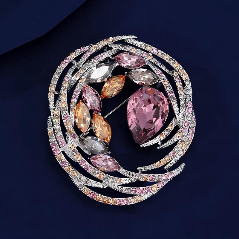 Fashionable and Retro Crystal Spiral Brooch, Exquisite Crystal Garland Brooch, Elegant and Refined Anti-glare Pin