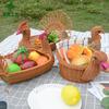 Peacock Turkey Duck Shape Rattan Woven Storage Basket Fruit Bread Food Organizer
