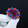 Ruby, Red Coral, Lapis Lazuli Gemstone Ring, 925 Sterling Silver Ring, Gift For Her, Oval Stone ,Elegant Handmade Ring, Flower Silver Ring