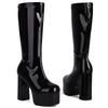 Black Knee High Boots Women Platform Sexy Goth Punk Heeled Women's Winter Thigh High Boot Fetish Party Shoes Ladies Large Size