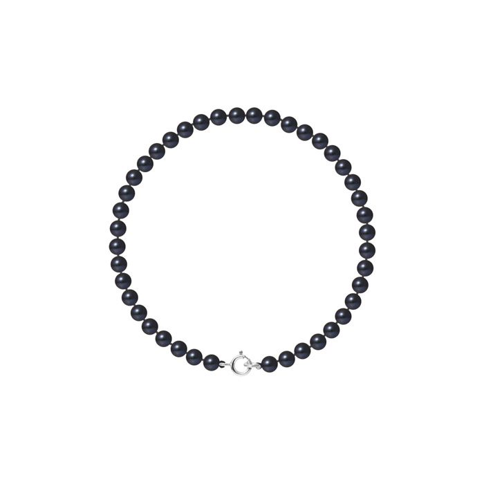 Bracelet - Pearls & Colors - Véritables Perles de Culture d'Eau Douce 4-5 mm - Argent 925 - Noir - Femme
