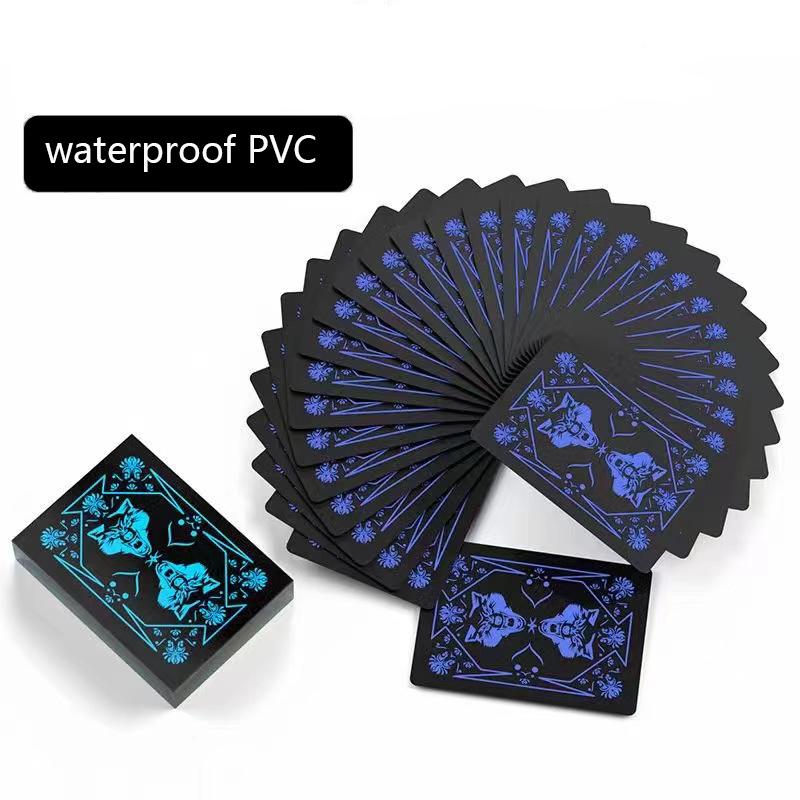 Waterproof PVC Pure Black Magic Box-Packed Plastic Playing Cards 54pcs Cards Set Deck Poker Classic Magic Tricks Tool Board Game