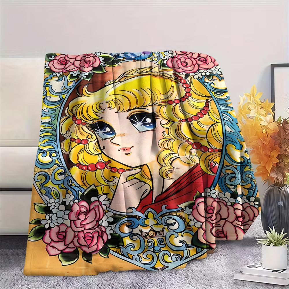 1PC Candy Candy Print Flannel Blanket, High quality All Seasons, Home Decor, Warmth and Comfort, Perfect for Christmas Gifts