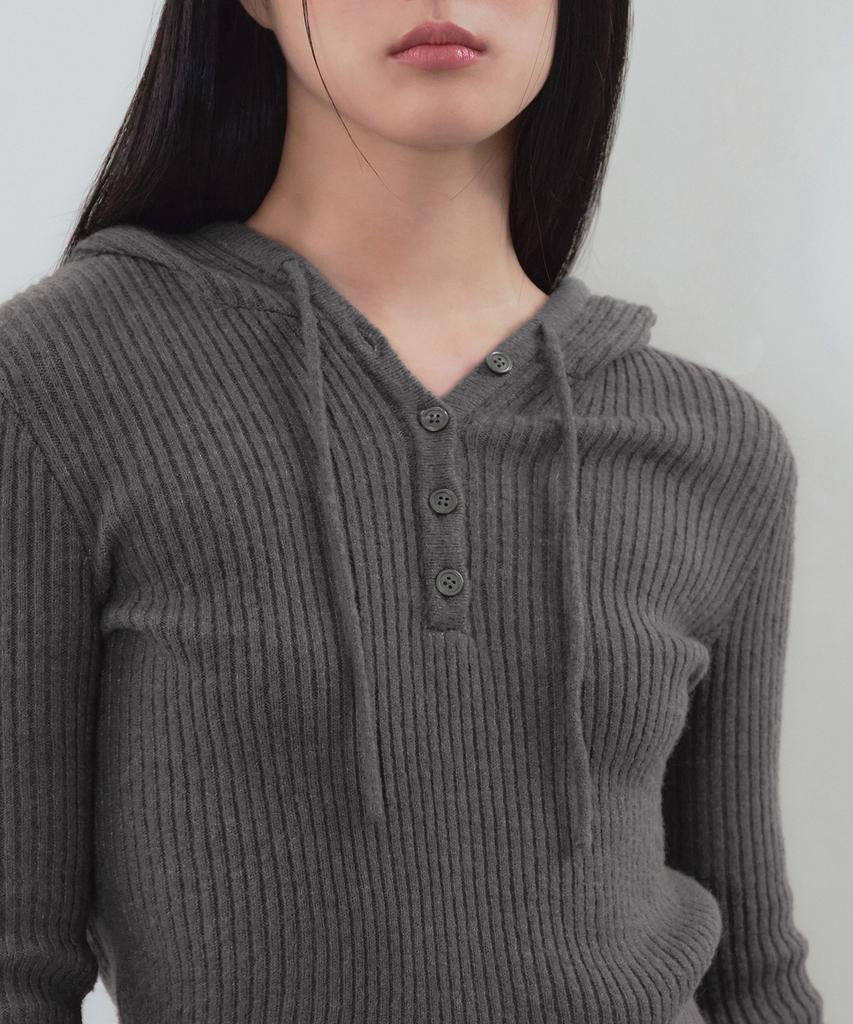 MUSINSA STANDARD WOMAN Women'S Soft Boucle Slim Hooded Knit [Medium Grey]