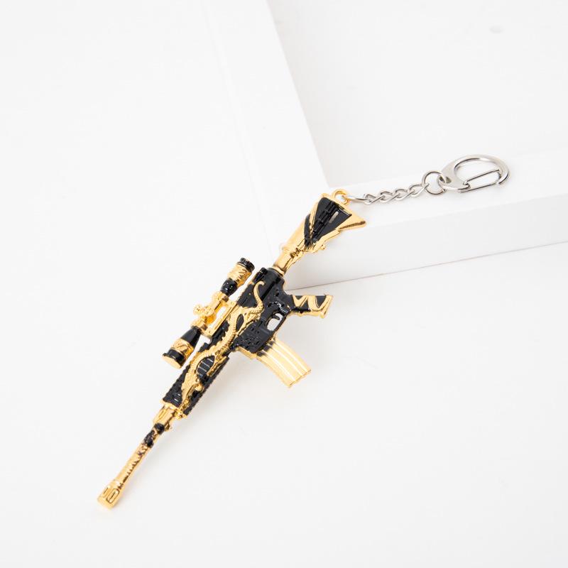 Chicken Game Metal Weapon Model Keychain: 12cm AKM 98K PUBG Pendant Gift