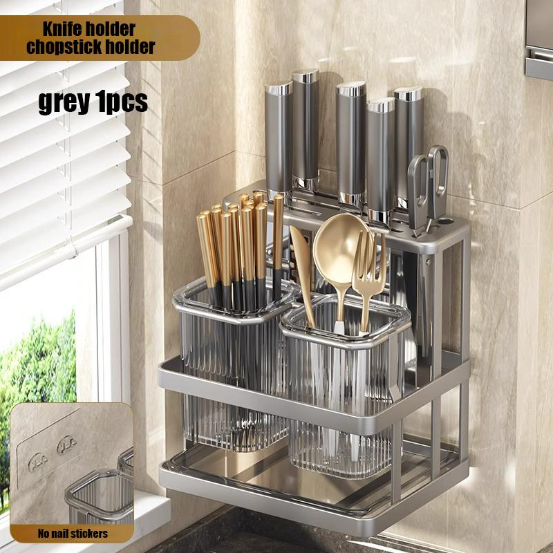 Держатель кухонных ножей, подставка для хранения палочек для еды, настенная многофункциональная разделочная доска, встроенная стойка для хранения ножей