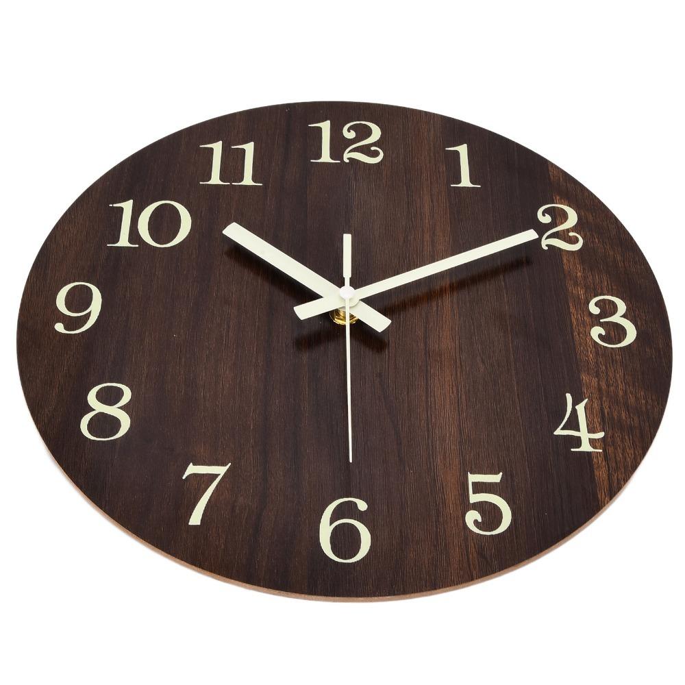Luminous Wood Wall Clock Wood Rustic Wall Clock Decorative Wall Hanging Clock for Kitchen