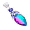 Bi-Color Tourmaline, Tanzanite 925 Sterling Silver Jewelry Pendant 2.5" AH-3299