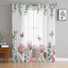 Idyllic Tropical Plants Flowers Butterflies Sheer Curtains for Living Room Decor Window Curtains Kitchen Tulle Voile Curtains