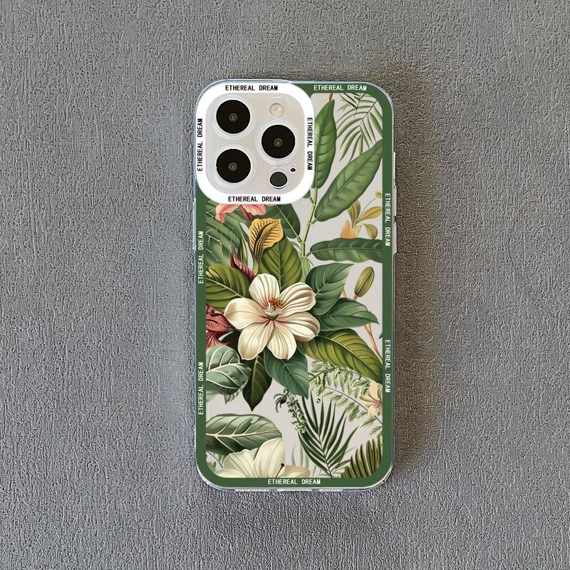 Винтажный прозрачный чехол с цветами для iPhone 15 14 Pro Max 12 11 13 Pro Max 7 8 14 15 Plus SE2 X XR XS, задние крышки с бабочками и растениями