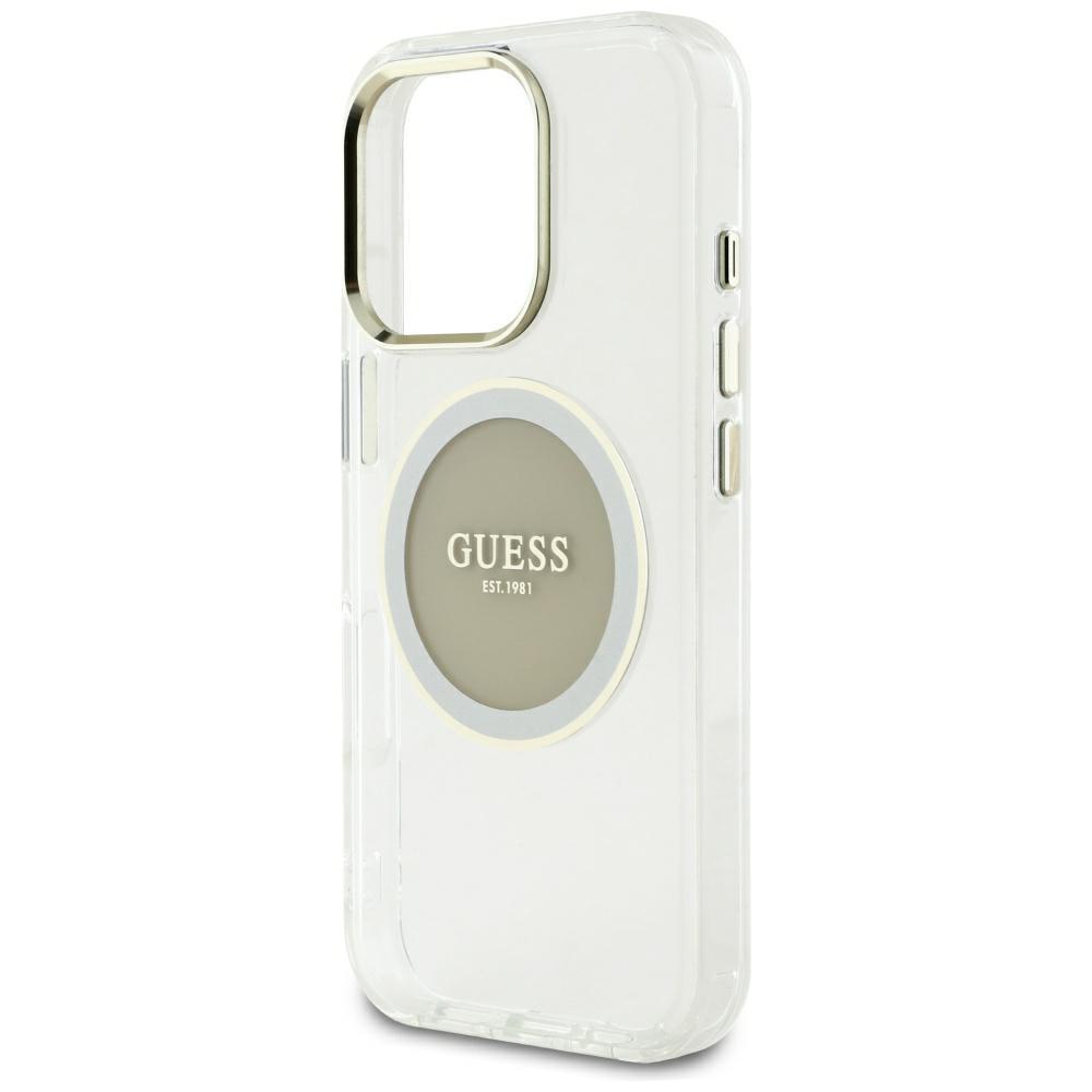 Guess IML Metal Colored Circle Classic Logo MagSafe case for iPhone 16 Pro Max gray