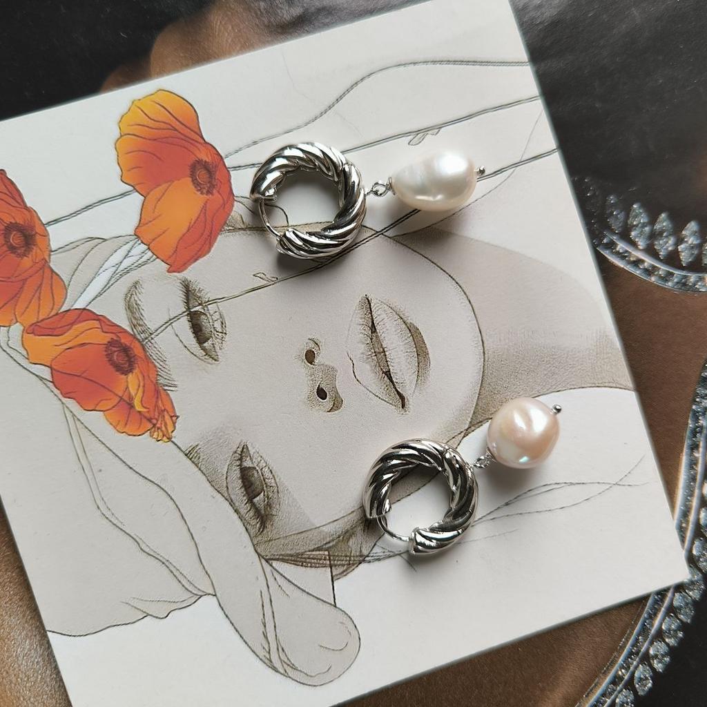 Серебряные серьги с натуральным жемчугом барочным (2185109)