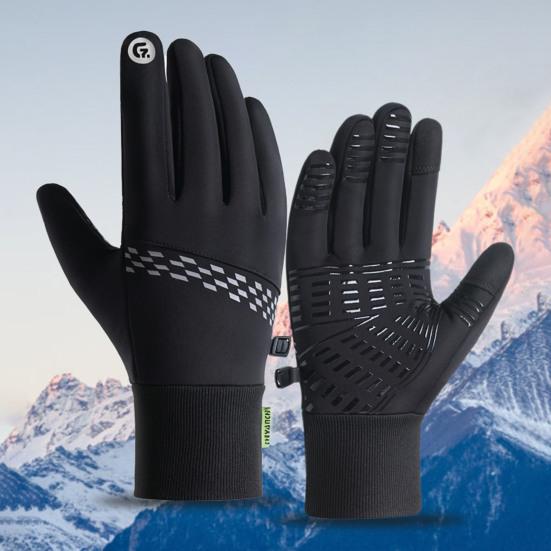 1 пара термоперчаток для велоспорта, водонепроницаемые, ветрозащитные, зимние, с сенсорным экраном, нескользящие, с силиконовой накладкой, с флисовой подкладкой, теплые перчатки для катания на лыжах, бега, походов