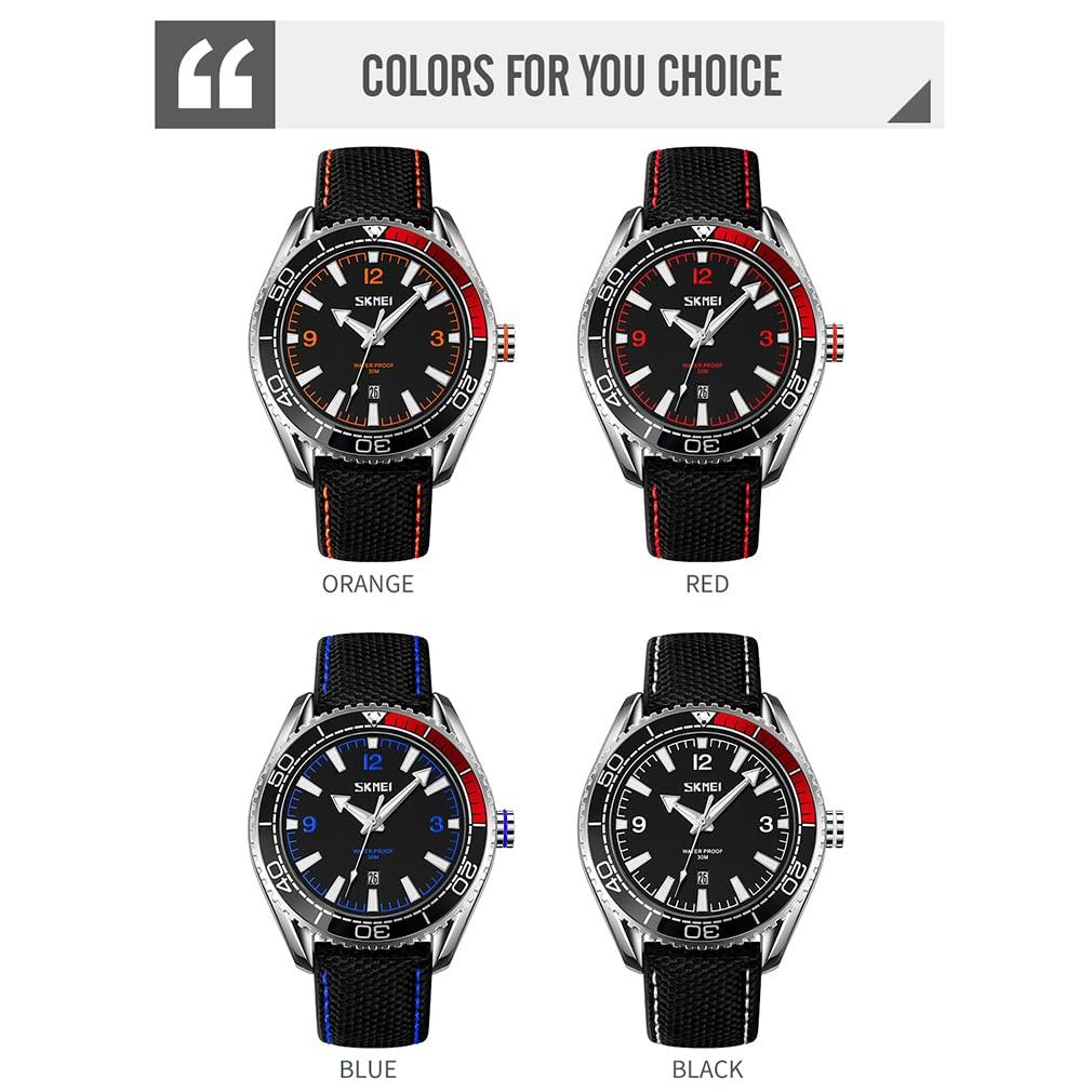 SKMEI Watch Sports Black Arm Watch Watch Стильные фирменные часы с кожаным ремешком Водонепроницаемые Большие повседневные деловые часы с большим циферблатом Аналоговые флуоресцентные роскошные наручные часы черного цвета