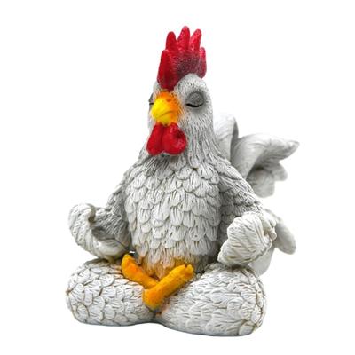 Садовое украшение в виде курицы, медитирующая скульптура петуха из смол, медитативный декор, подарок для дома, офиса, для полки