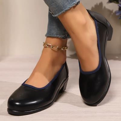 Повседневные удобные туфли-лодочки на толстом каблуке, женские классические черные туфли для офиса, женские туфли больших размеров, легкие, на мягкой подошве, для вечеринок