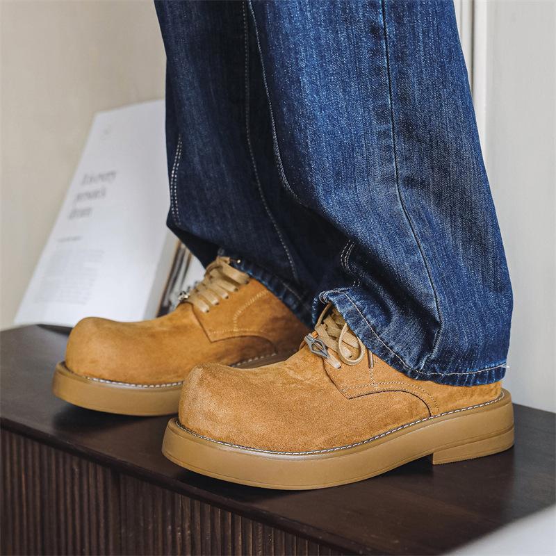 Туфли дерби для пожилых, для поездок на работу, с большой носочной частью, парная обувь, увеличивающая рост, ретро, рабочие туфли, повседневная кожаная обувь для поездок на работу 1077-J